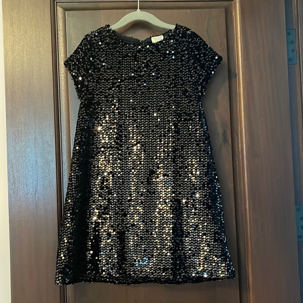 Zara black sequin party dress size 7 NWT